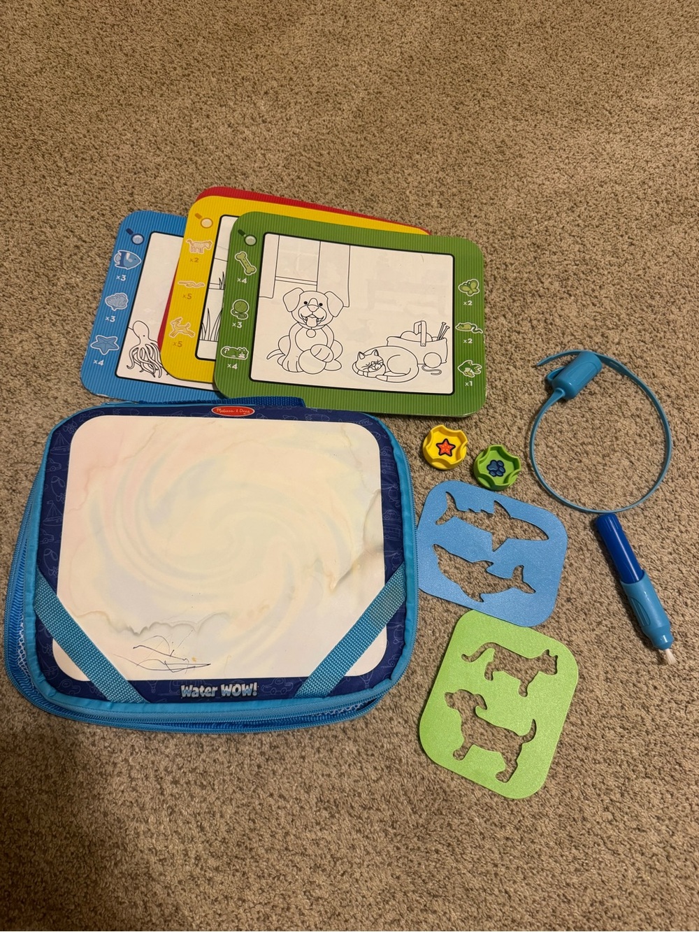 Melissa & Doug Water WOW! Travel Art Mat Set - Blue, Green, Yellow, Red